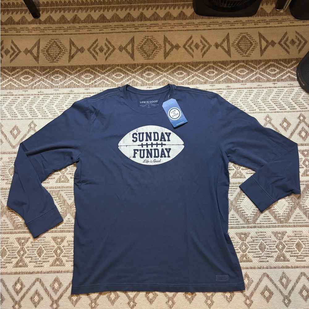 Life Is Good Blue Long Sleeve Tee Classic Comfort